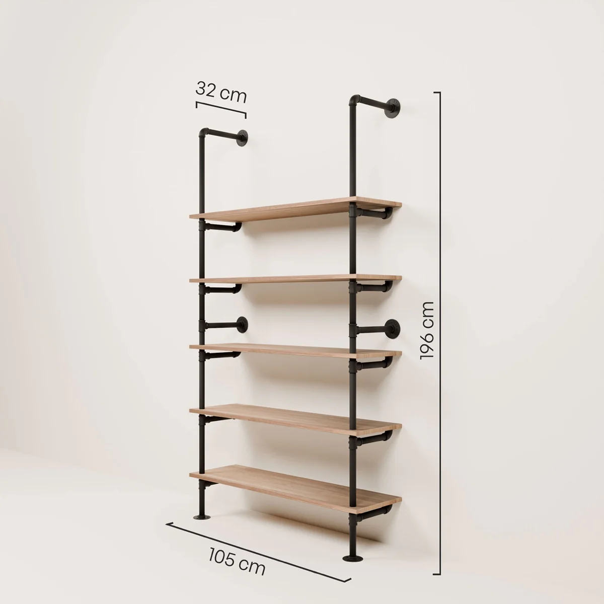 LENNE OAK – Metalen plank hout | met 5 planken - Image 3