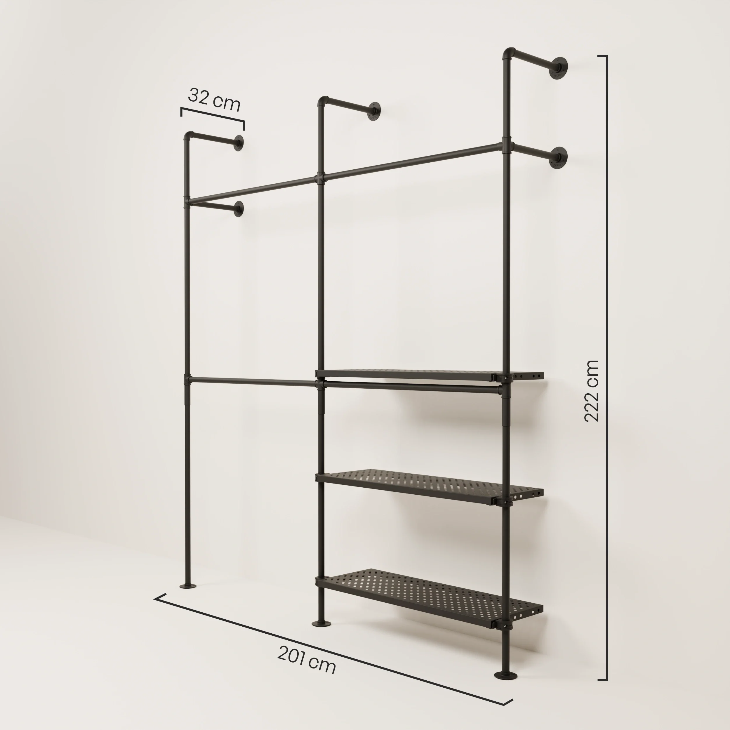 KIM DOUBLE 2 METAL – 3 planken | Kapstok met legplank - Image 3