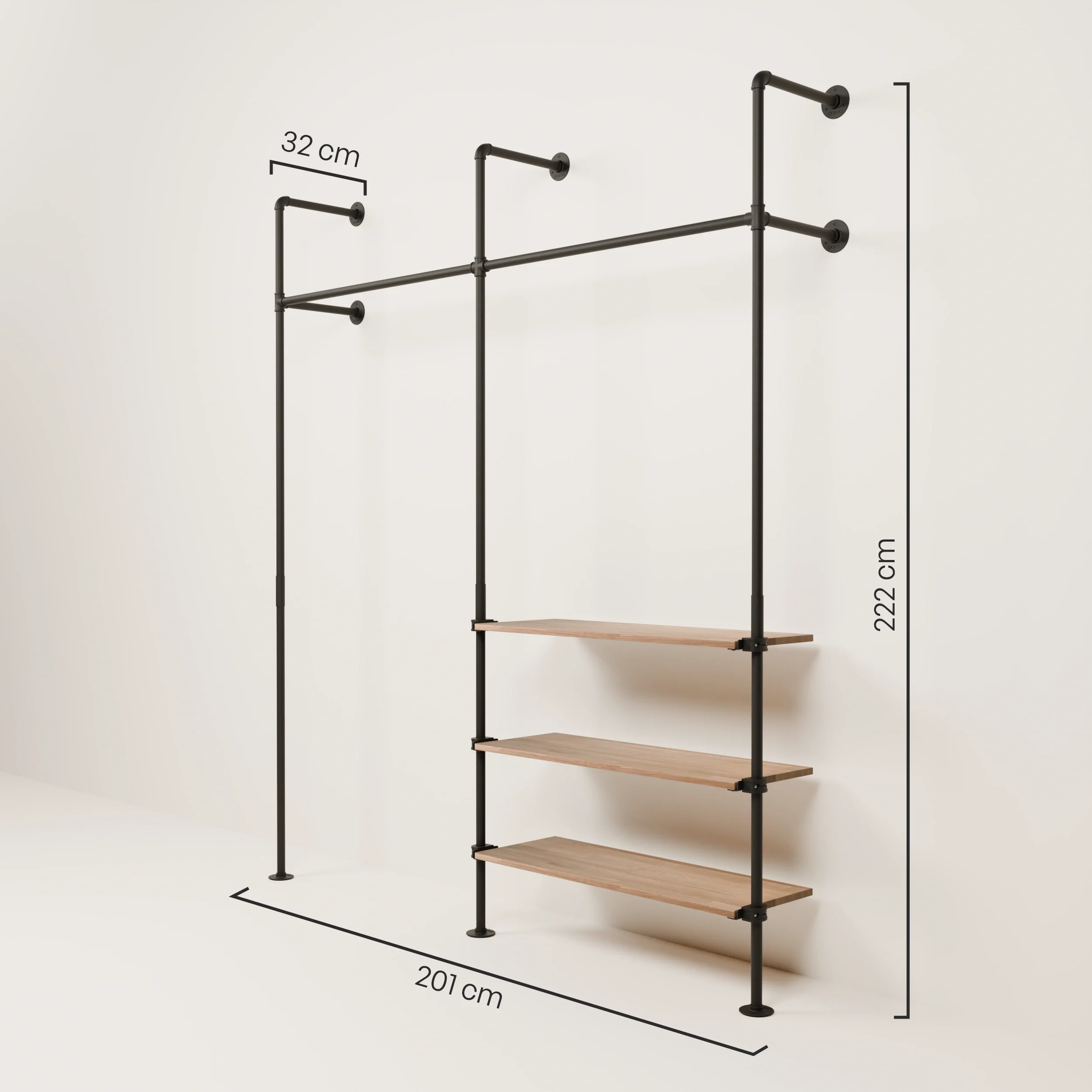 KIM 2 OAK – 3 planken | Kapstok metaal hout - Image 3