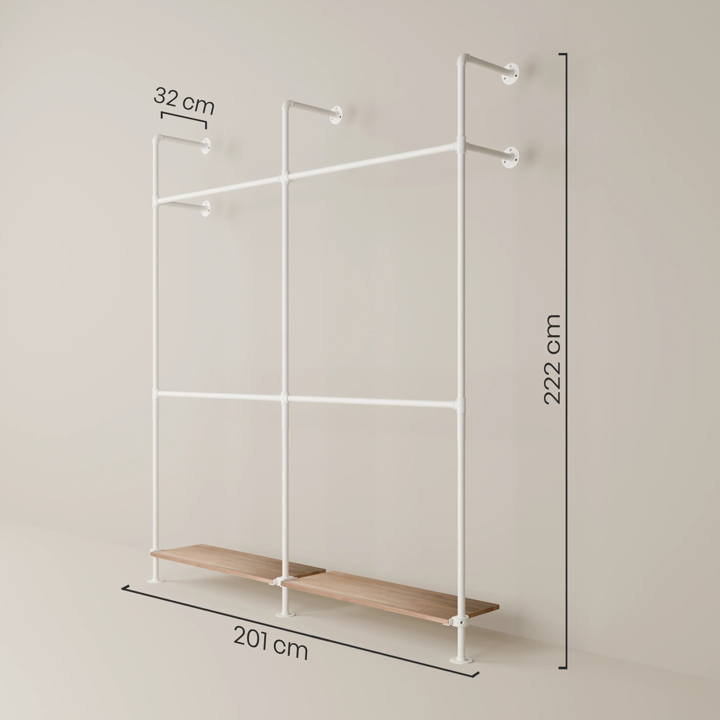 KIM DOUBLE 2 OAK – 2 legplanken onder | wit - Image 3