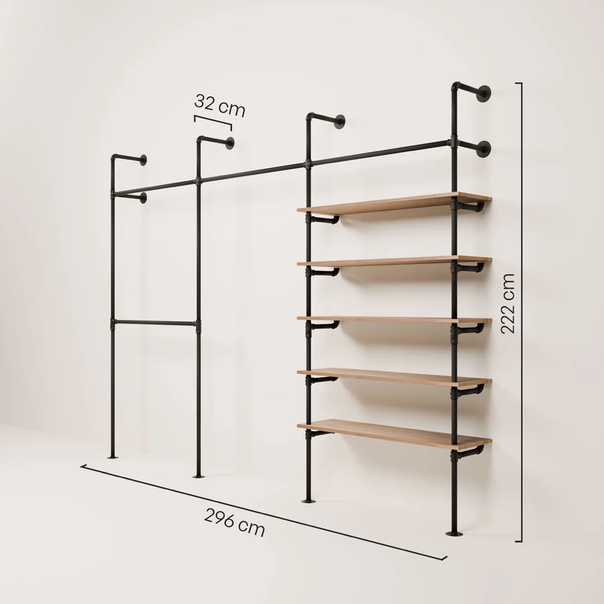 JONTE OAK – Kledingstangplank | met 5 planken - Image 3