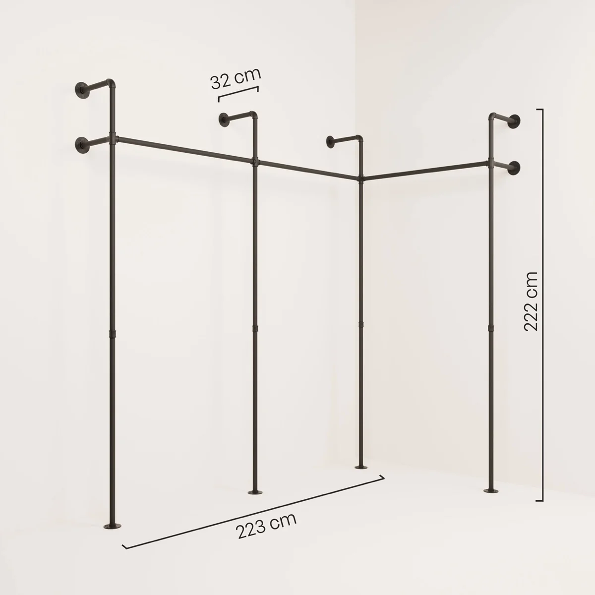 KIM EDGE 3 – Hoek Kledingstang | Garderobe Industrieel - Image 3