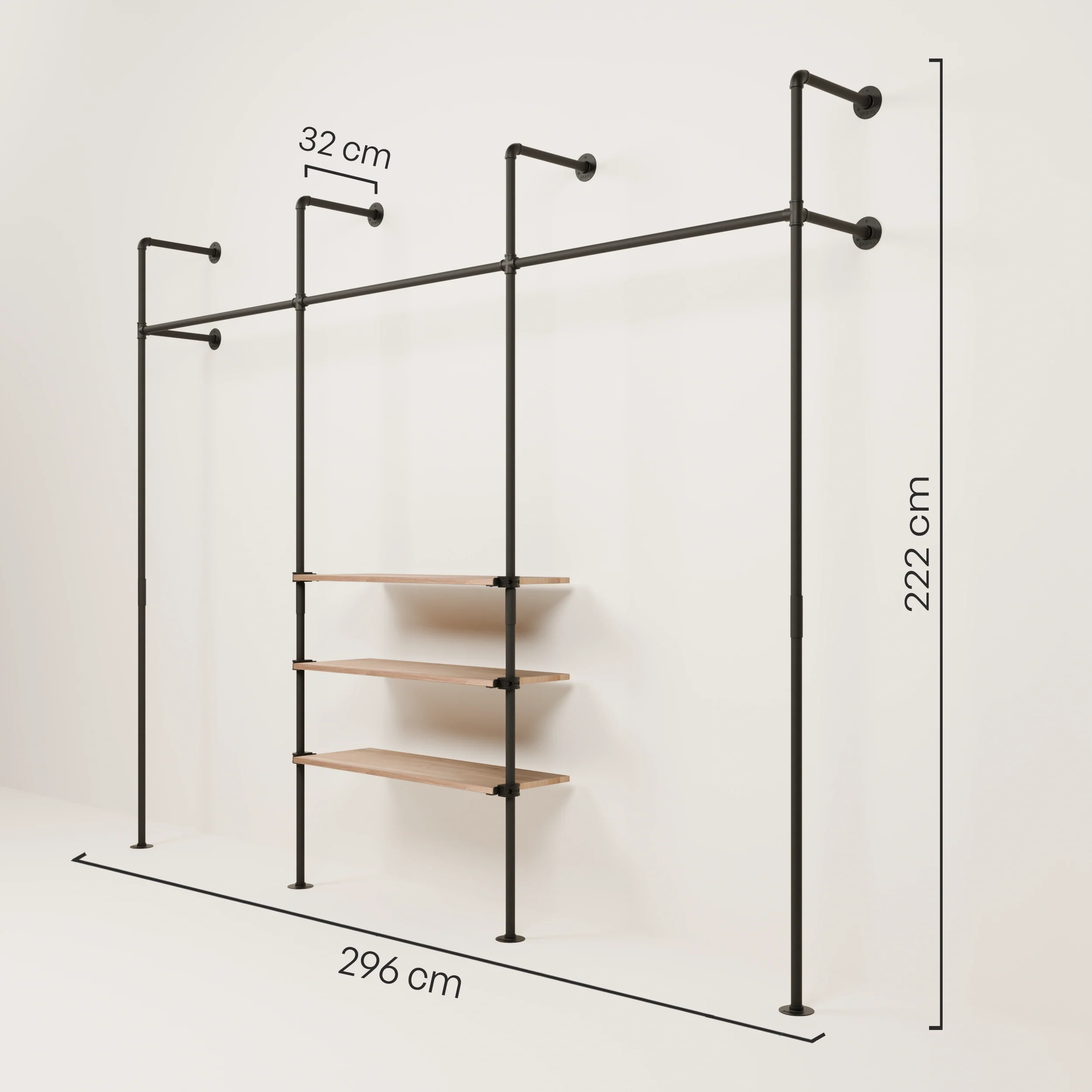 KIM 3 OAK – 3 legplanken | Kledingkast industrieel ontwerp - Image 3