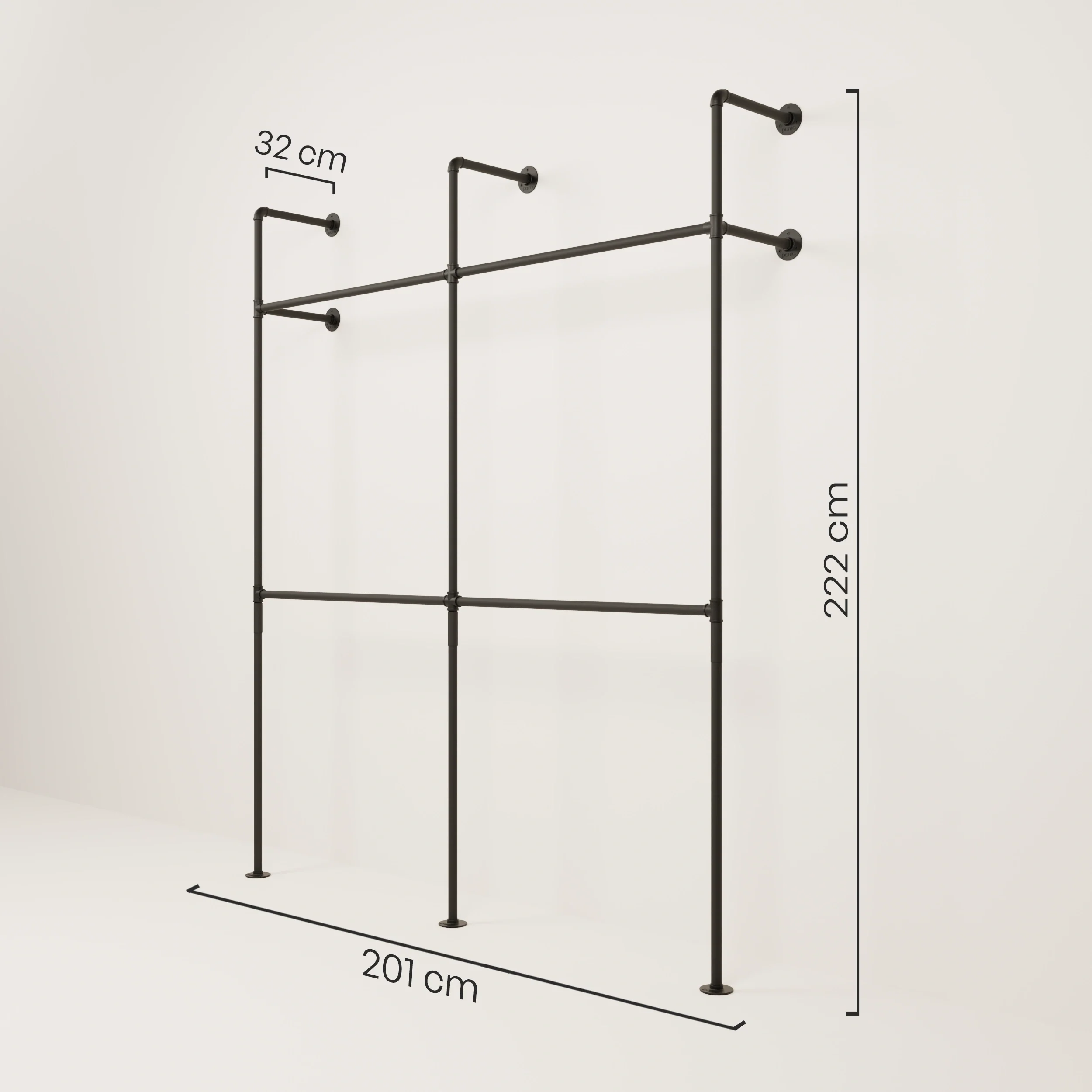 KIM DOUBLE 2 – Open kastsysteem | Industrieel ontwerp | Kledingstangkast - Image 3