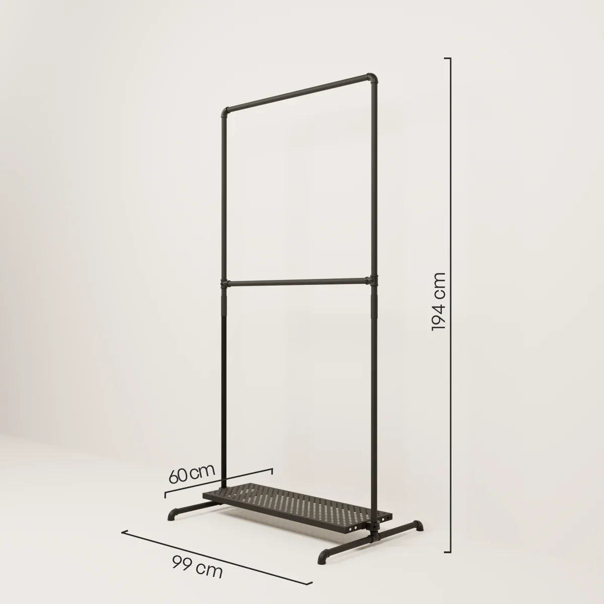 LAS 1 METAL – 1 plank | Metalen kledingrek met plank - Image 3