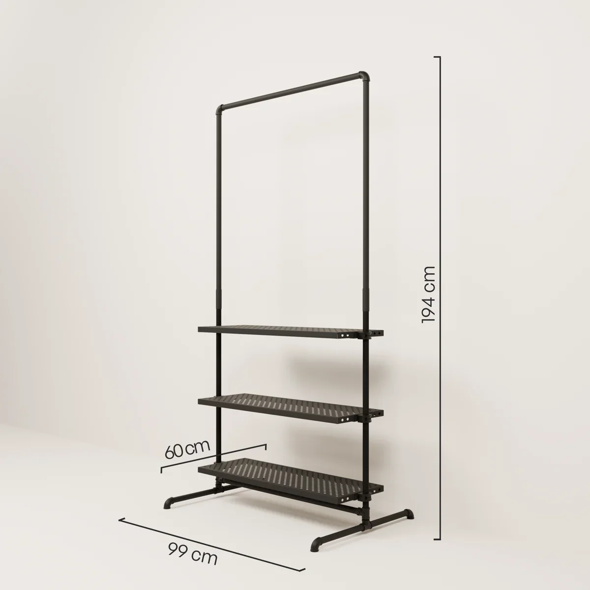 LAS 1 METAL – 3 planken | Kledingrek met planken - Image 3