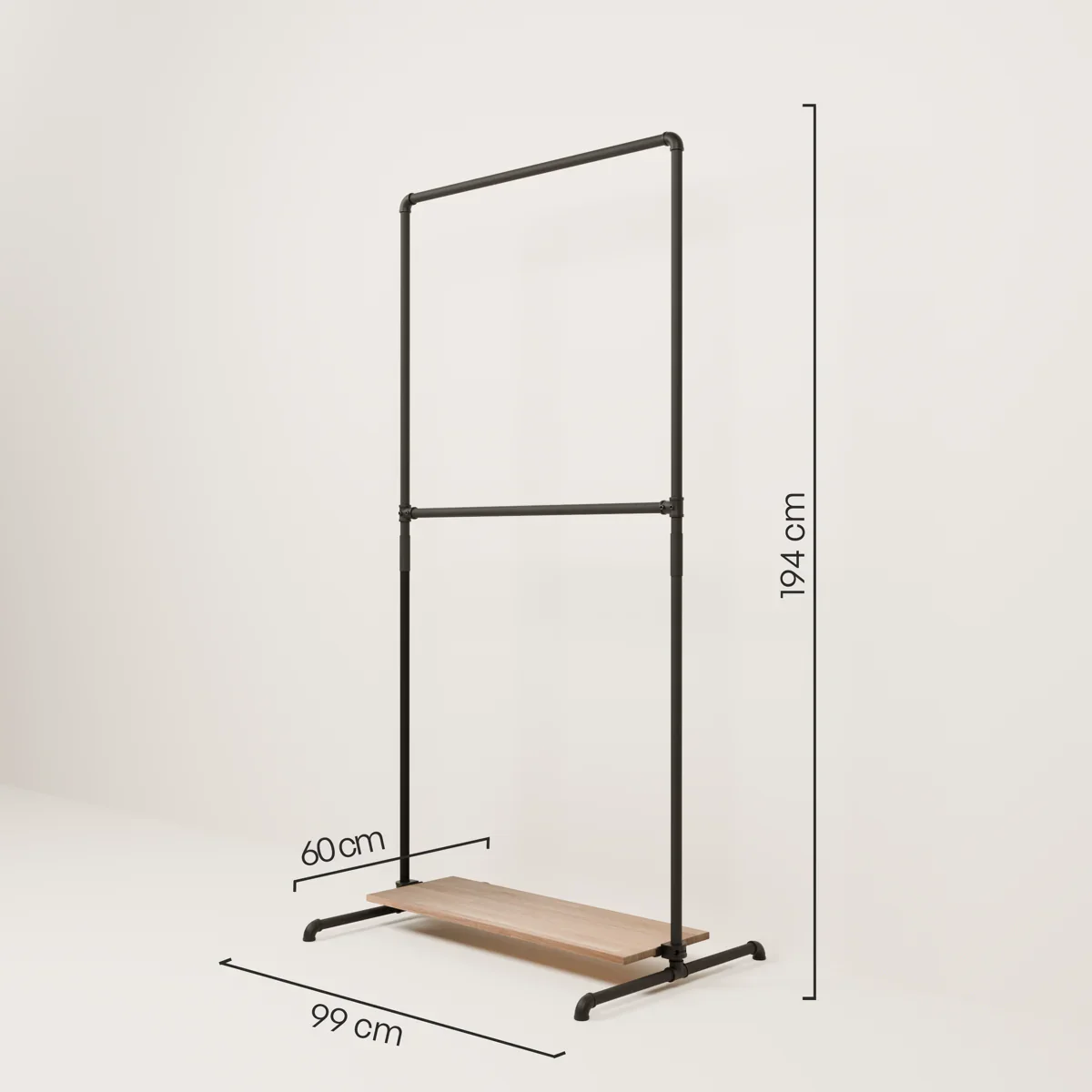 LAS 1 OAK – 1 plank | Kledingrek met plank - Image 3