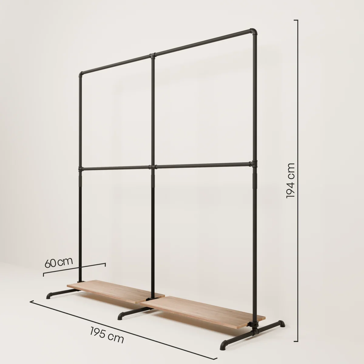LAS 2 OAK – 2 planken | Kledingrek met houten plank - Image 3