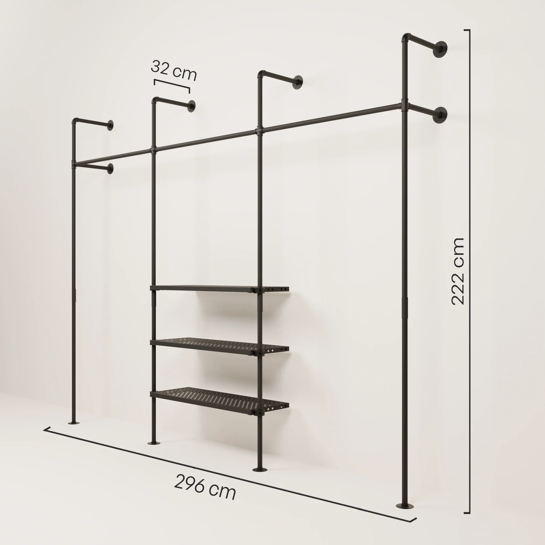 KIM 3 METAL – 3 planken | Garderobesysteem open - Image 3