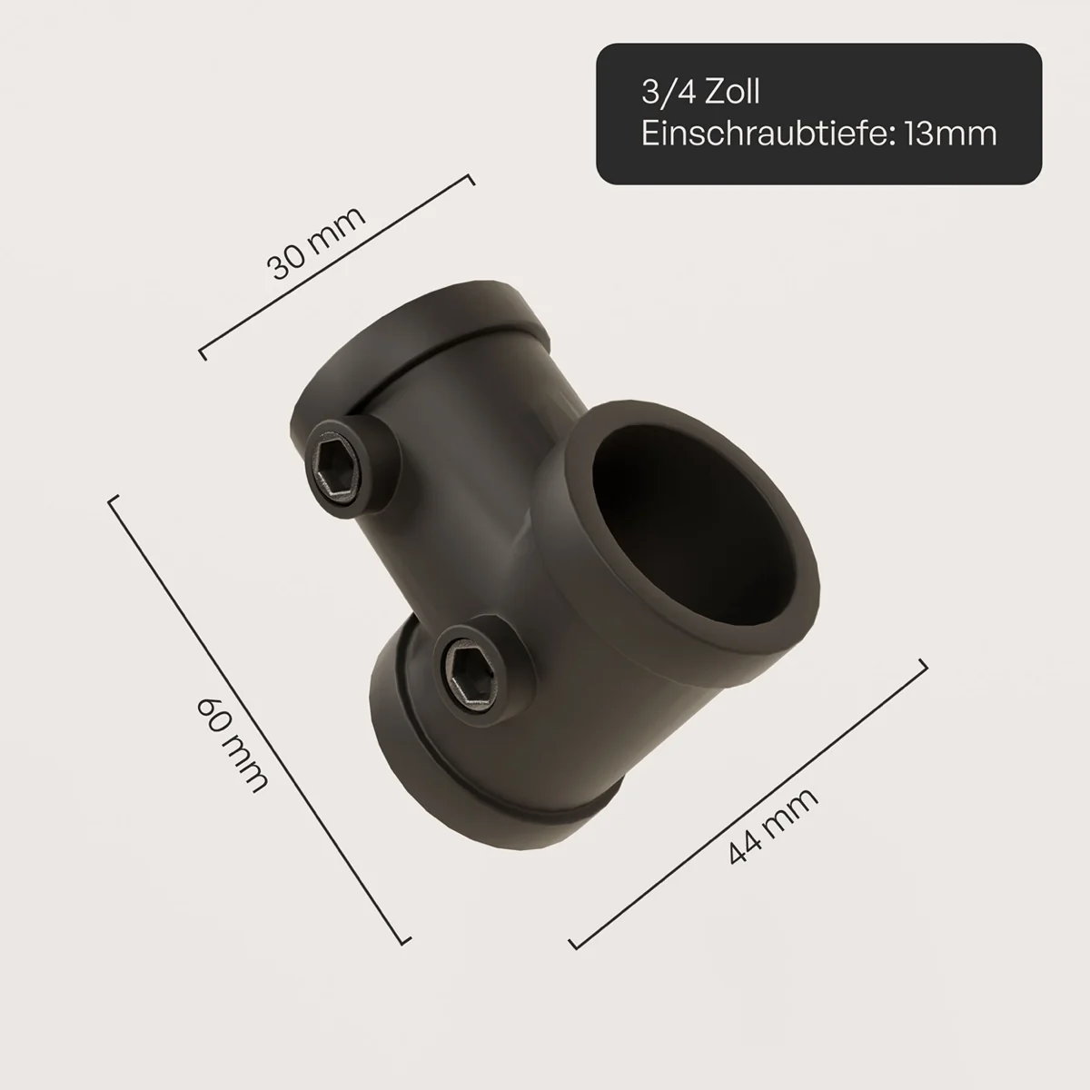 T-klem 3/4" – Zwart - Image 2