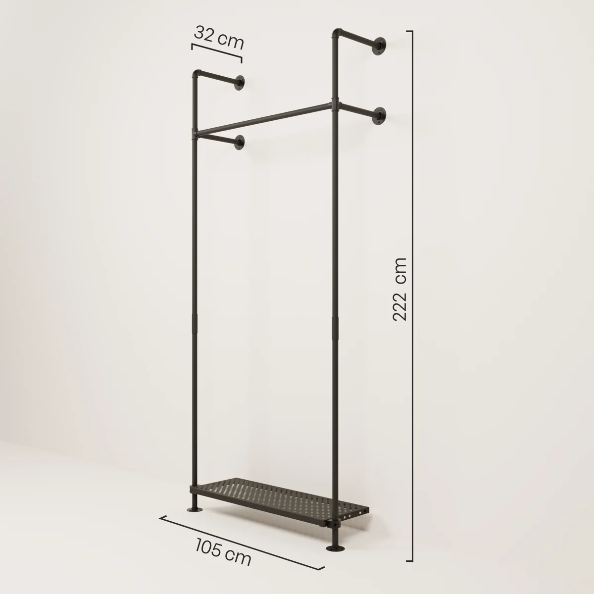 KIM 1 METAL – 1 plank | kledingstang met schoenenrek - Image 3
