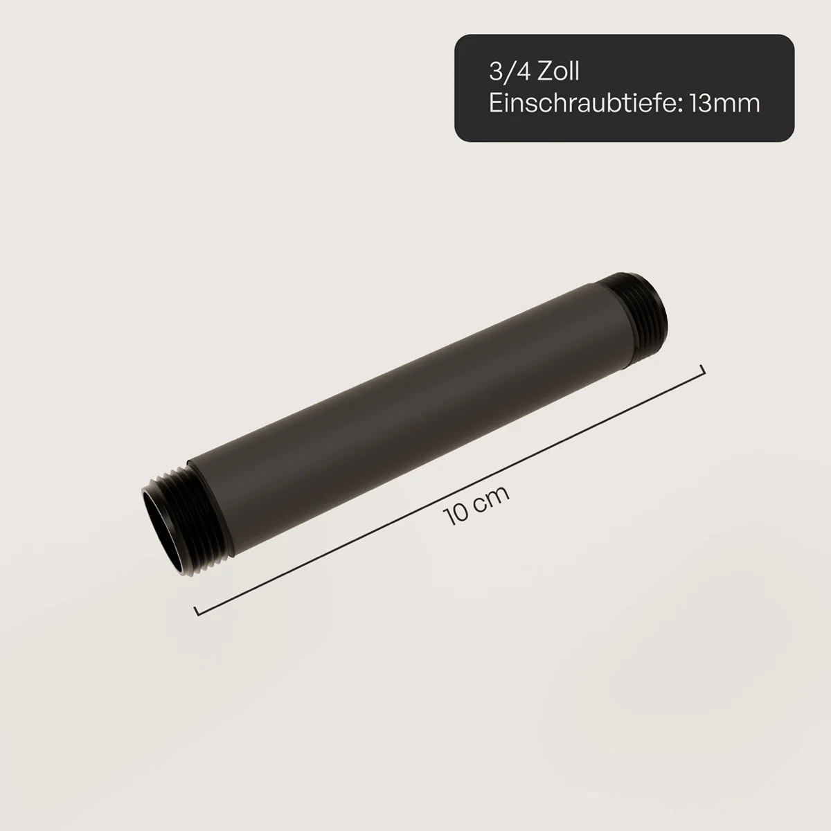 Waterpijp 3/4" met schroefdraad – Diverse lengtes | Gepoedercoat | Smeedbaar gietijzer |Zwart - Image 3