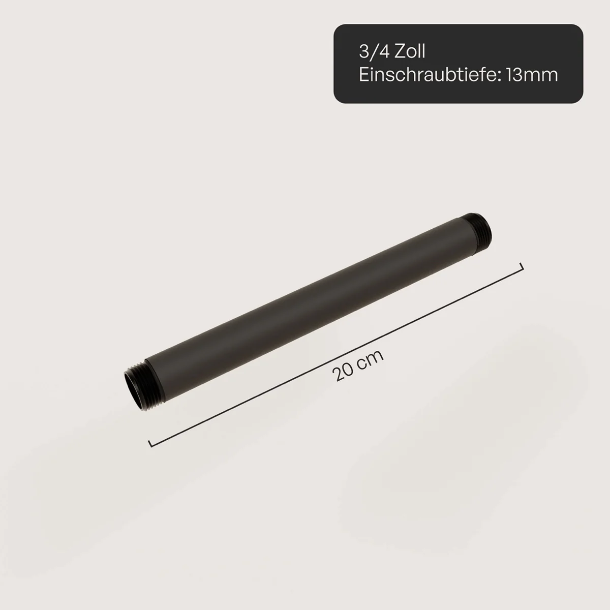 Waterpijp 3/4" met schroefdraad – Diverse lengtes | Gepoedercoat | Smeedbaar gietijzer |Zwart - Image 4