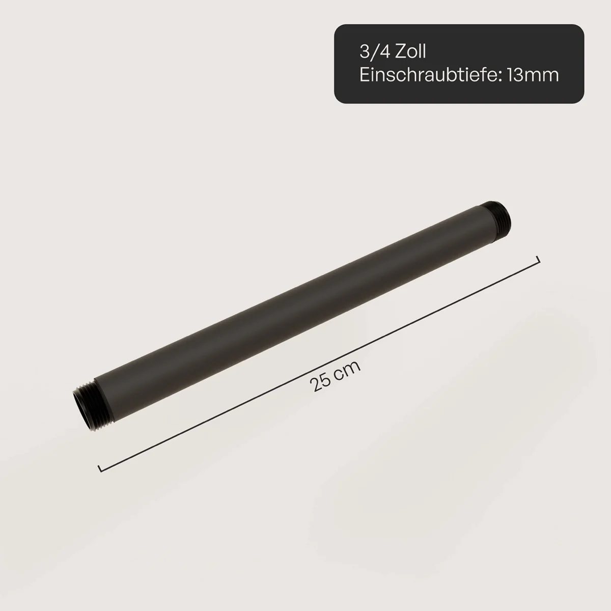 Waterpijp 3/4" met schroefdraad – Diverse lengtes | Gepoedercoat | Smeedbaar gietijzer |Zwart - Image 5